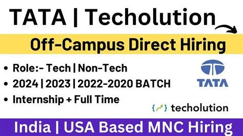 TATA Off Campus FREE Hiring 2024 2023 2022 2020 BATCH