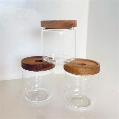 Jpandco Glass Jars With Airtight Wood Lid Shopee Philippines