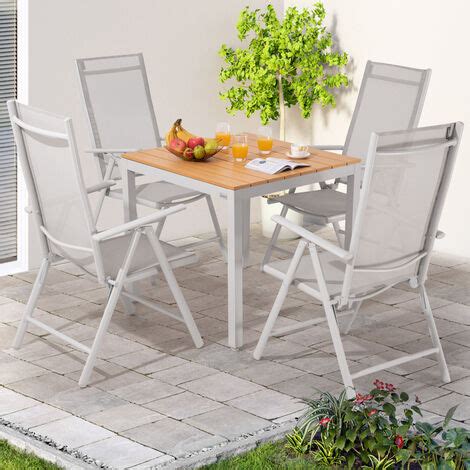 Casaria Gartenm Bel Set St Hle Mit Wpc Tisch X Cm Aluminium