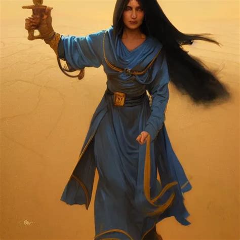 A Middle Eastern Female Cleric With Straight Black Stable Diffusion