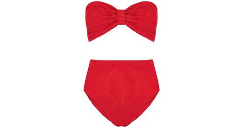 Hunza G Ruby High Waist Seersucker Bikini In Red Lyst