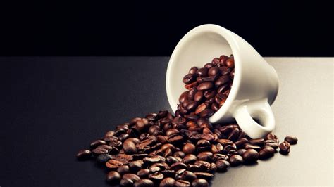 wallpaper coffee beans, cup, drink HD : Widescreen : High Definition ...