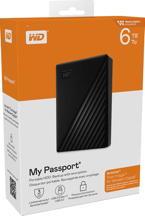 WD My Passport 6TB External USB 3.0 Portable Hard Drive Black ...