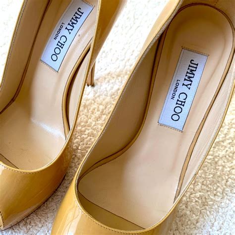 Jimmy Choo Tiara Patent Leather Nude Pumps Gem