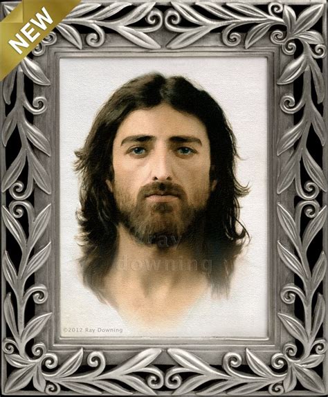 Mini Portrait Of Jesus In Pewter Color Frame Ray Downing Jesus