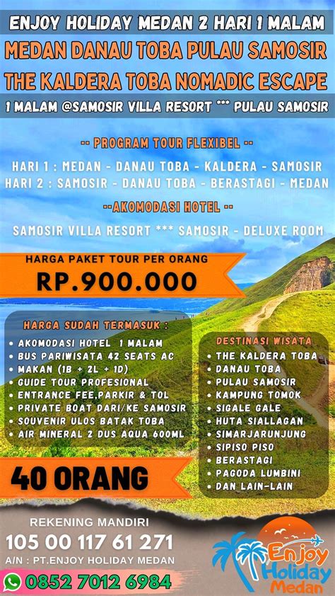 Itinerary Paket Wisata Danau Toba Hari Malam Tour Danau Toba Murah