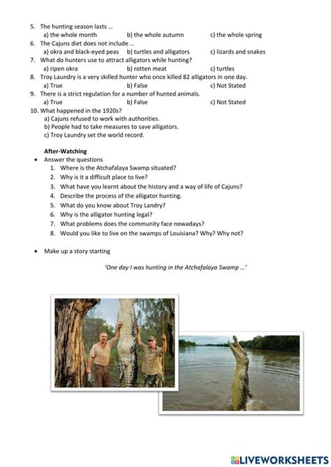 Unit 2c The Swamp People Of Louisiana Online Exercise For Live Worksheets