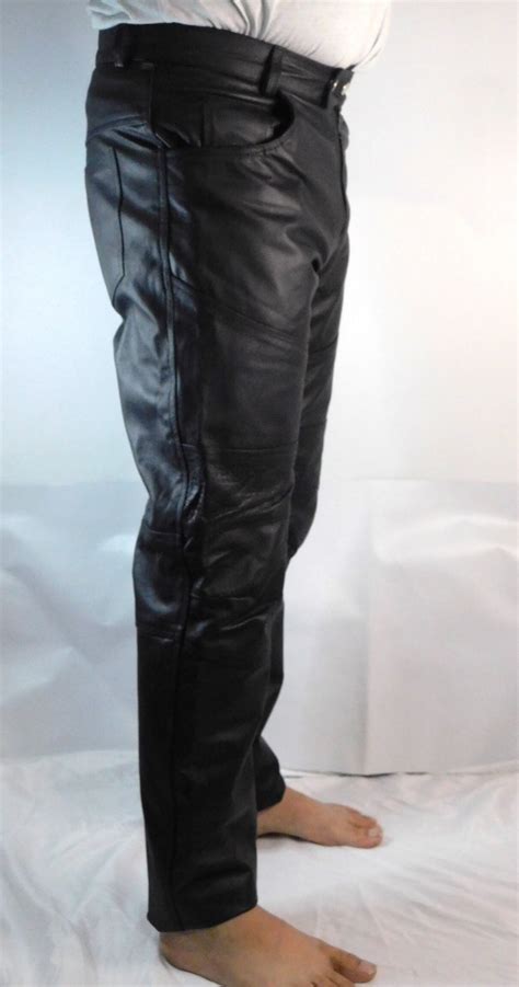 Leather Pant Dual Front Button Naked Zip Leather Pants Motorbike Leather Pant Gay Leather