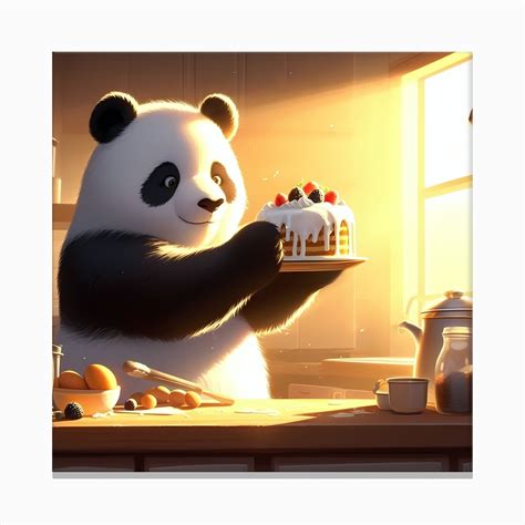 Panda Bear Eating Cake Canvas Print by The Imagination Station - Fy