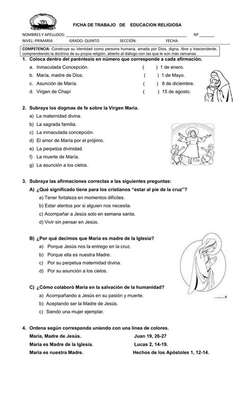 Virgen Maria Free Online Worksheet Fichas De Trabajo Manualidades De