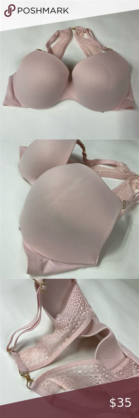 Incredible Victorias Secret 32d Lined Demi Bra Solid Light Pink Lace