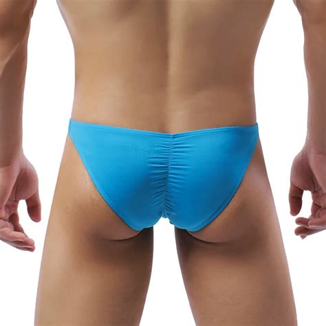 Sexy Low Waisted Elastic Men Bikini Underwear Trend Solid Color Thin Breathable Briefs Beach