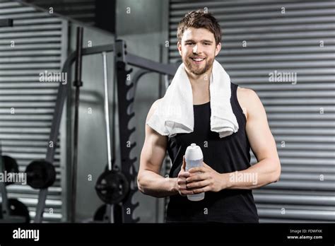 Fit Man Holding Water Bottle Stock Photo Alamy