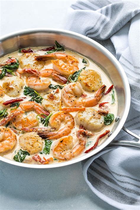 Creamy Tuscan Shrimp And Scallops The Blond Cook