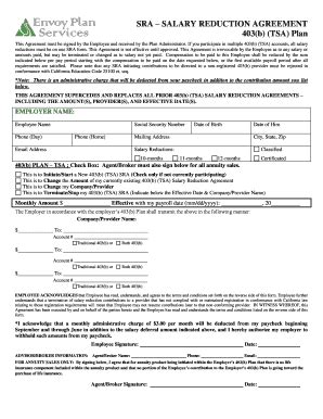 Fillable Online Cabrillo Sra Salary Reduction Agreement B Tsa