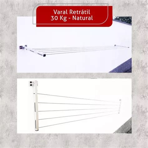 Varal De Roupa Retratil Extensível 4mt X 50cm 30kg Aluminio MercadoLivre