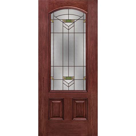 ESWDA 30x80 Exterior Cherry Camber 3/4 Lite Two Panel Single Entry Door ...