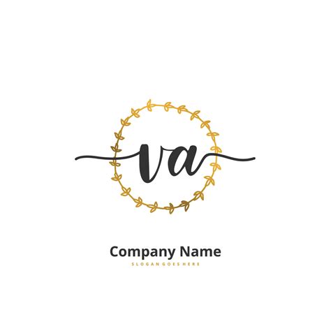 Va Initial Handwriting And Signature Logo Design With Circle Beautiful