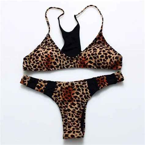 Trangel Sexy Bikini Set Women Leopard Print Halter Push Up Beachwear