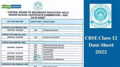 Cbse Class 12 Exam Date Sheet 2025 Released Check Complete Timetable Here