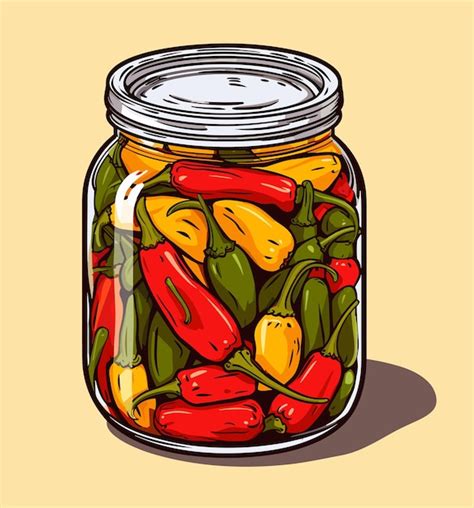 Premium Vector Glass Jar Preserved Vegetables Can Of Pickled Pepper Cartoon Canned Food