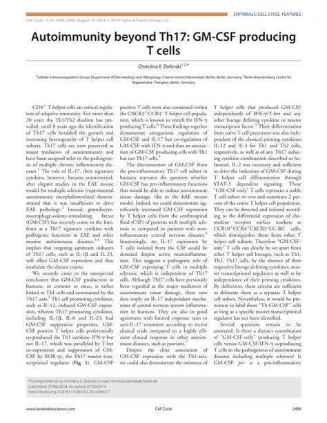 Pdf Autoimmunity Beyond Th Gm Csf Producing T Cells Dokumen Tips