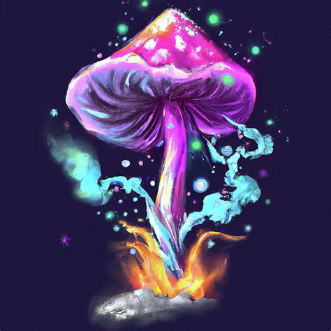 Glowing Trippy Mushrooms Colorful Funky 60s Psychedelic Style 3