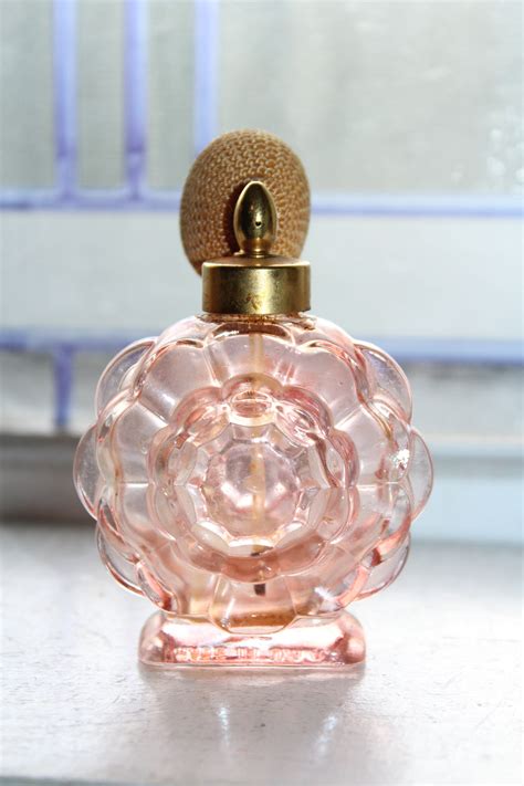 Vintage Pink Rose Perfume Bottle Atomizer Holmspray