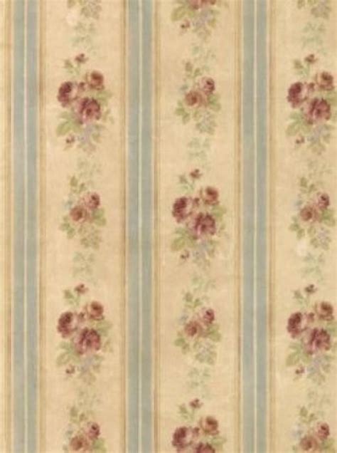 Antiqued Victorian Rose Floral Stripe Wallpaper Vintage Etsy In 2021