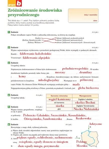 Zrnicowanie Rodowiska Przyrodniczego Polski Sprawdzian Nowa Era Question