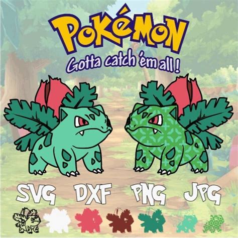 Pokémon SVG Ivysaur DXF PNG Digital Cut Files Layered Etsy