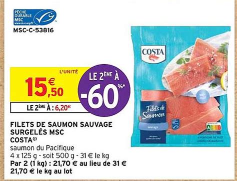 Promo Filets De Saumon Sauvage Surgel S Msc Costa Chez Intermarch