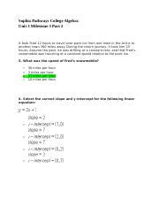 Sophia Pathways College Algebra Unit Milestone Part Docx