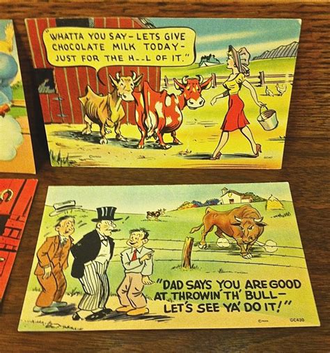 Four Humorous Vintage Postcards Unused Brightly Colored Etsy