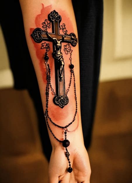 Premium Photo | Tattoo rosary forearm bible verse