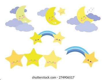 Cute Moon Stars Vectors Stock Vector (Royalty Free) 274906517 | Shutterstock