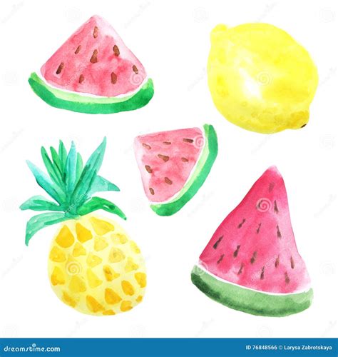 Watercolor Summer Fruits Stock Illustration Illustration Of Hand