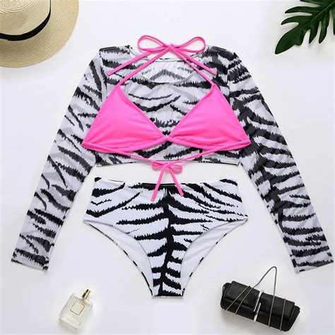 Three Piece Style Women S Sexy Leopard Print Bikini Bandeau Solid Swimsuit Bikini Alibaba