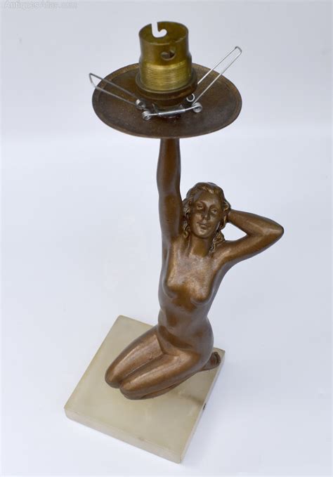 Antiques Atlas Art Deco Cold Painted Spelter Lady Figural Lamp