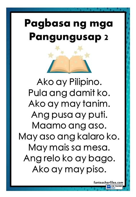 Pagsasanay Sa Pagbasa Ng Mga Pangungusap Filipino Kinder Grade 1 2