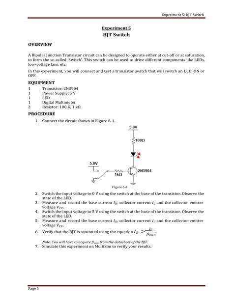 Exp 5 Bjt Switch