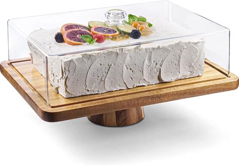 Cake Stand With Acrylic Dome Lid In Multifunctional Rectangular