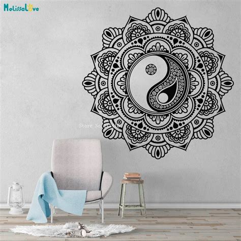 Mandala Daire I Ek S Sleme Duvar Kartmalar Yin Yang Zen Meditasyon Ev