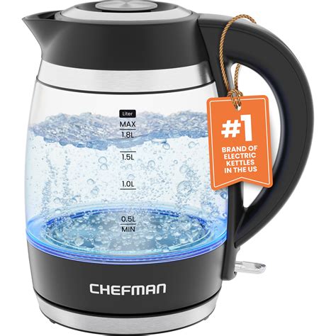 Chefman Electric Kettle L W Hot Water Boiler Removable Lid For Easy Cleaning Auto