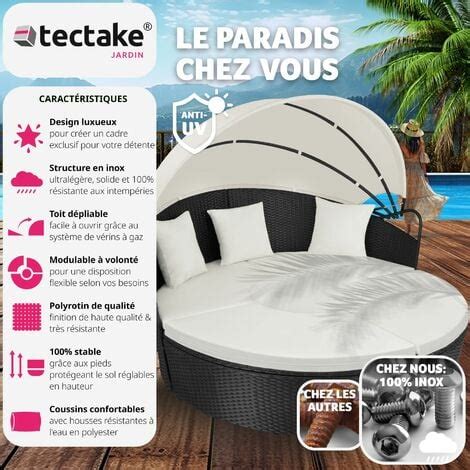 Bain De Soleil Rond Modulable ZANZIBAR Chaise Longue Transat Bain De