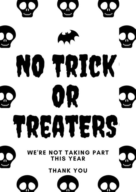 No Trick Or Treating Sign Free Halloween Printables Skint Dad