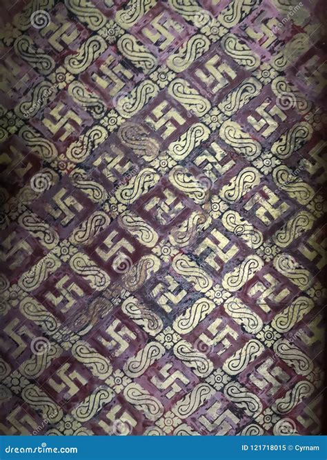 Ornamental Pattern With Swastika Ancient Religious Icon Background