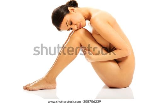 Slim Nude Woman Sitting Her Head Stock Photo Shutterstock