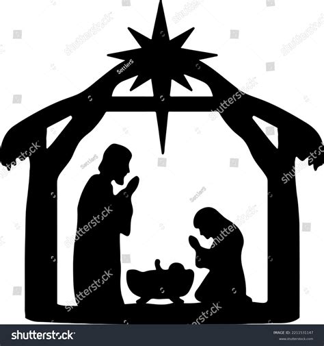 Silhouette Family Birth Jesus Christ Stock Vector (Royalty Free) 2211531147 | Shutterstock