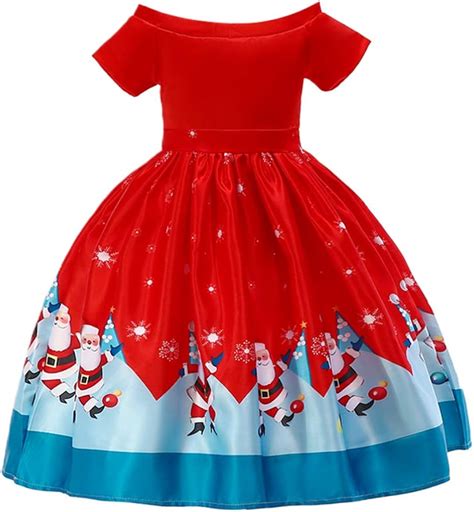 Amosfun Robe De Noël Imprimée Princesse De Noël Pour Enfant Avec